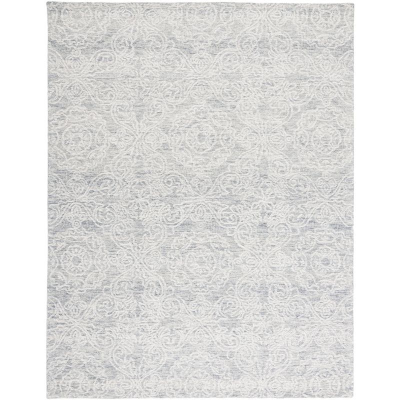 Gray Floral Hand-Tufted Wool 8' x 10' Area Rug