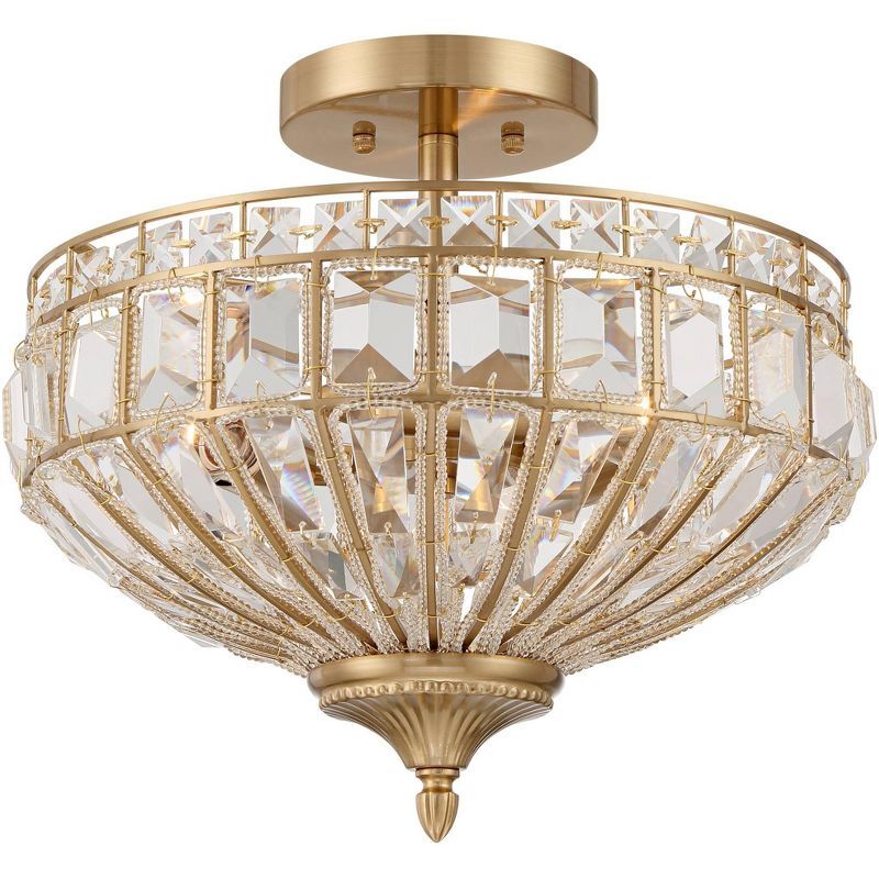 Vintage Elegance 18" Gold Crystal Bowl Ceiling Light