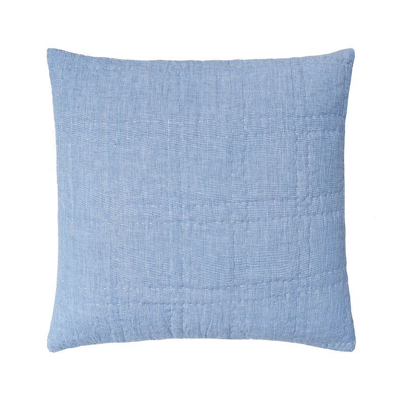 Light Blue Cotton Embroidered Euro Sham