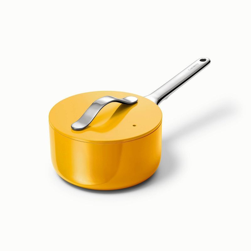 Lemon Yellow Aluminum Non-Stick Saucier with Lid