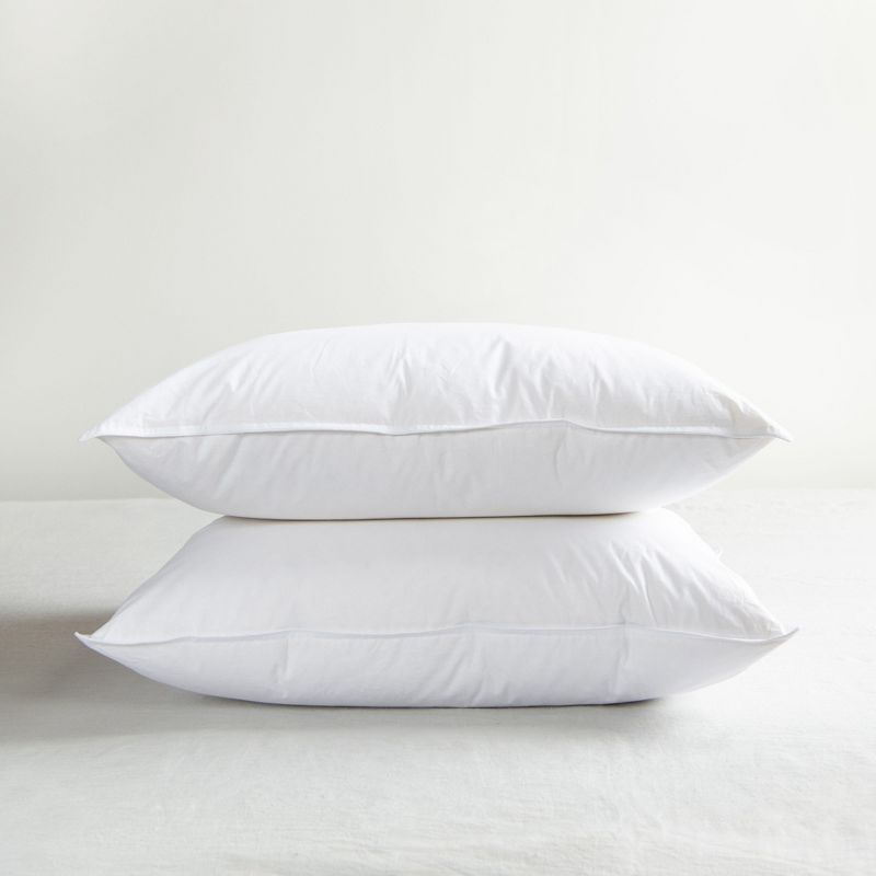 Medium White Duck Feather & Down Bed Pillow Pair with Cotton Shell