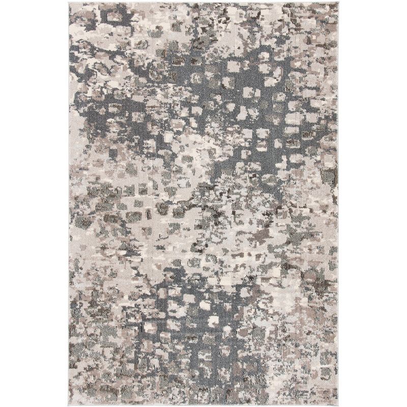 Gray and Beige 6' x 9' Synthetic Washable Area Rug