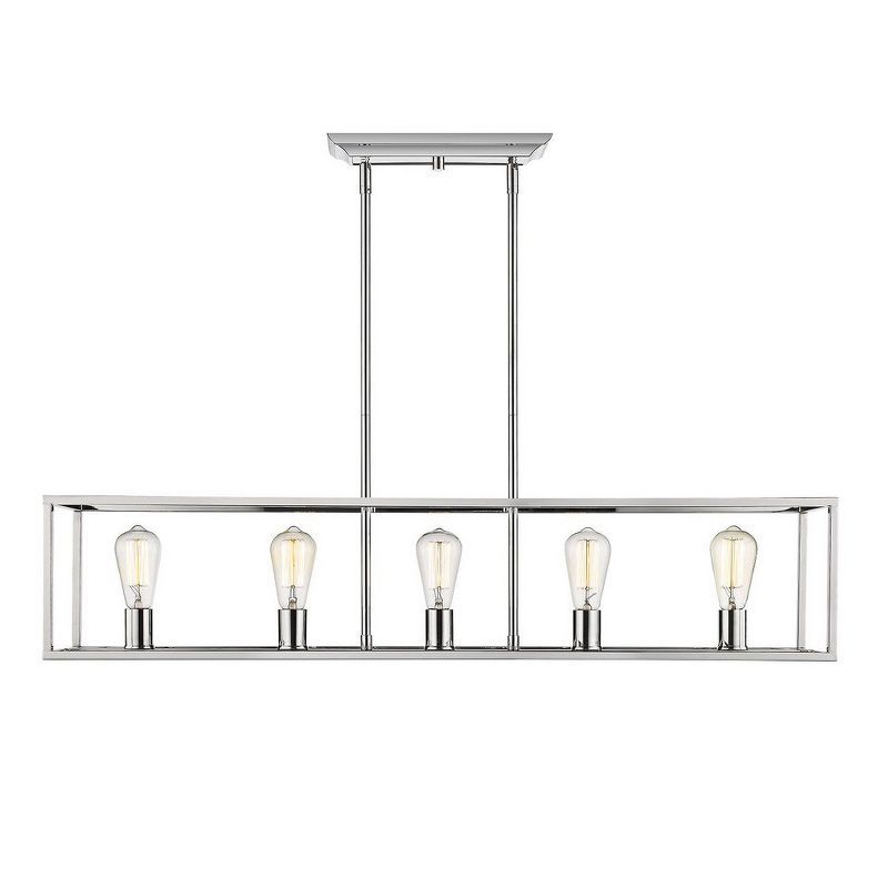 Contemporary Chrome 41" Linear Island Pendant with Exposed Bulbs
