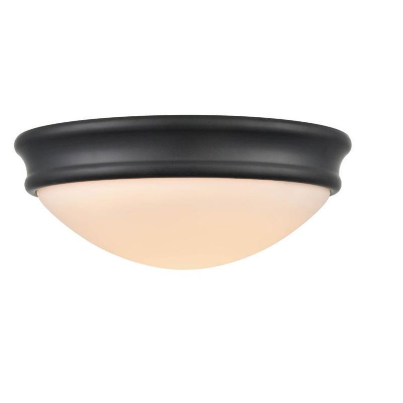 Matte Black Glass Flush Mount Bowl Light