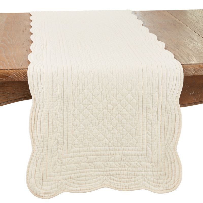 Ivory Quilted Cotton Oblong Table Runner 12" x 15"