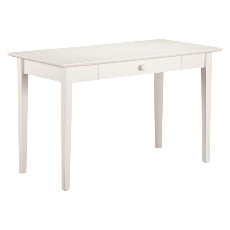 48" White Solid Wood Writing Desk with Drawer and USB Port