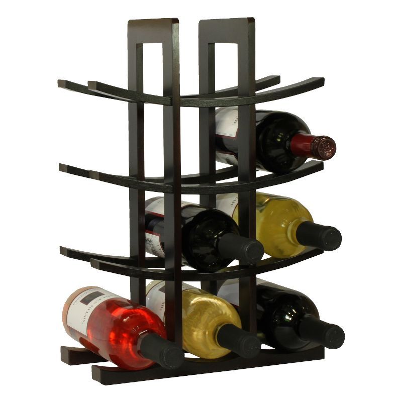 Oceanstar 12-Bottle Dark Espresso Bamboo Wine Rack