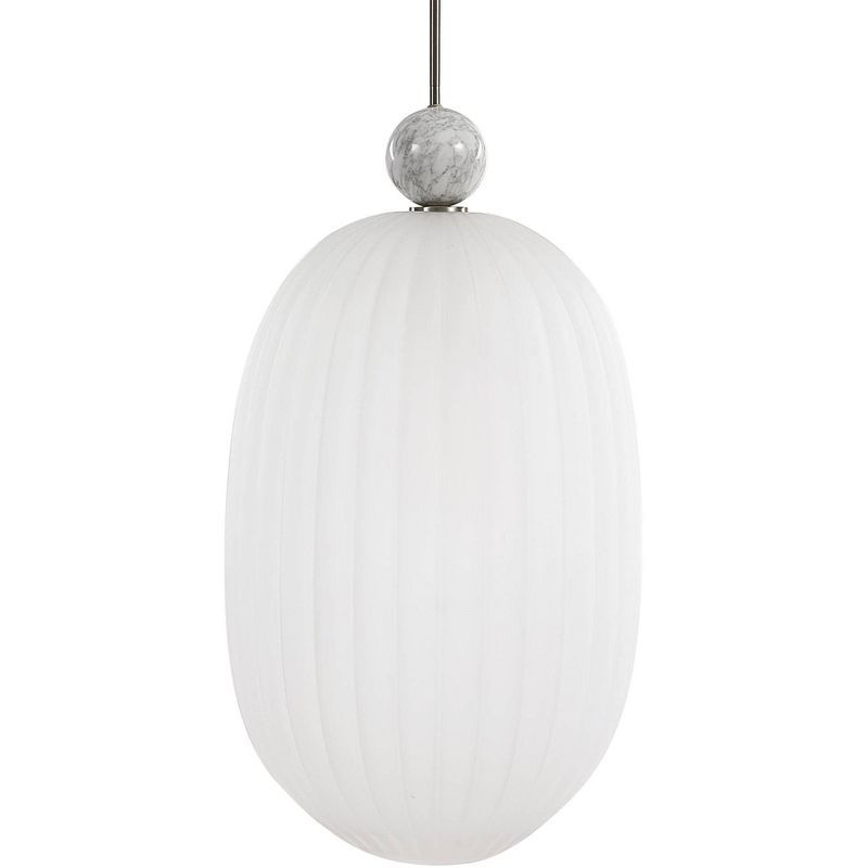 Brushed Nickel Pendant Light with White Melon Glass Shade