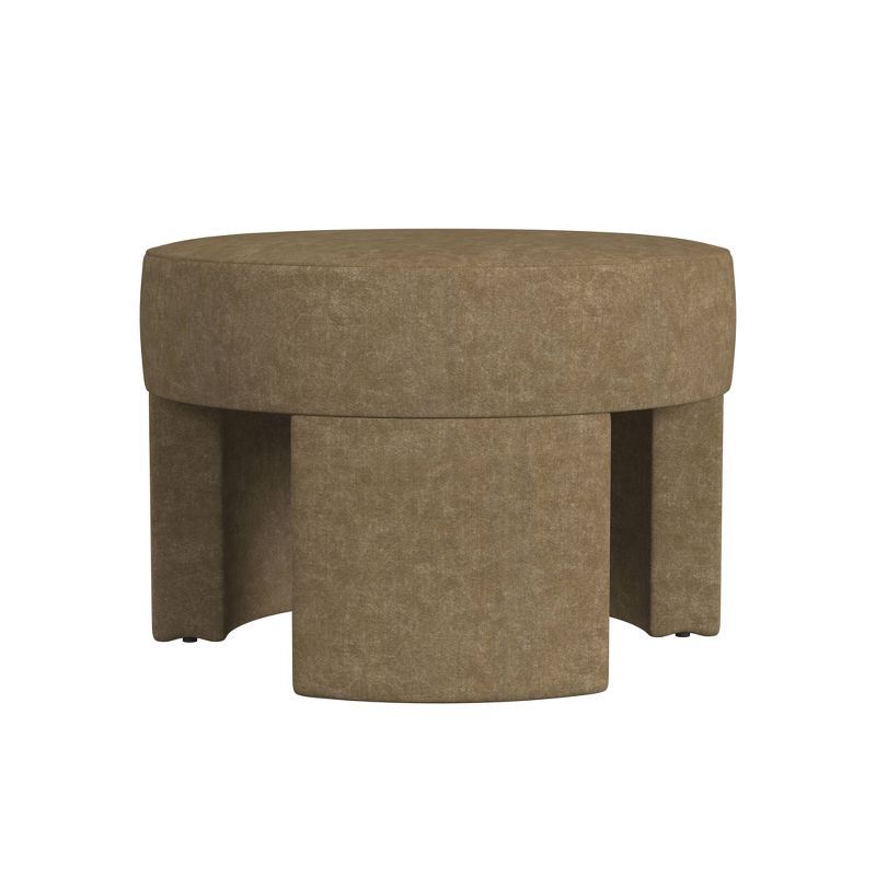 Sophia Mocha Velvet Round Ottoman