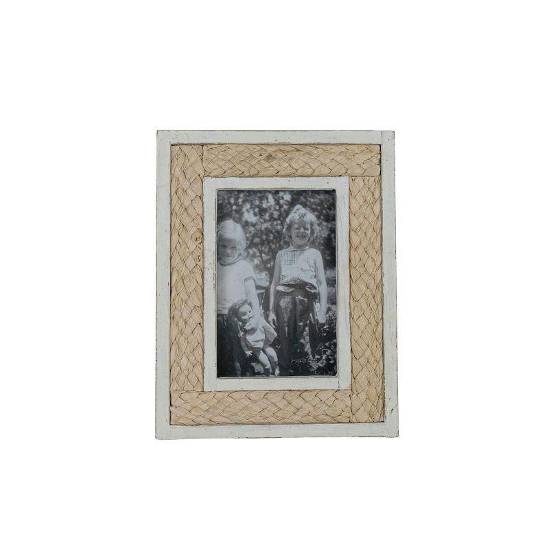 Whitewashed Wood and Reed 4x6 Picture Frame with Glass