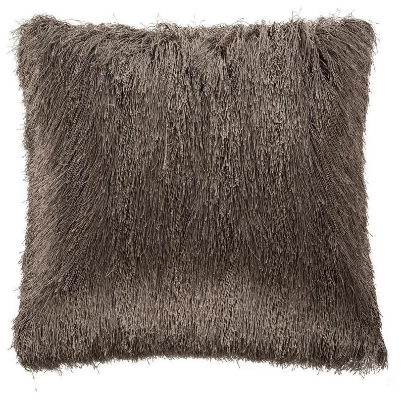Taupe 20" Square Indoor/Outdoor Shag Pillow