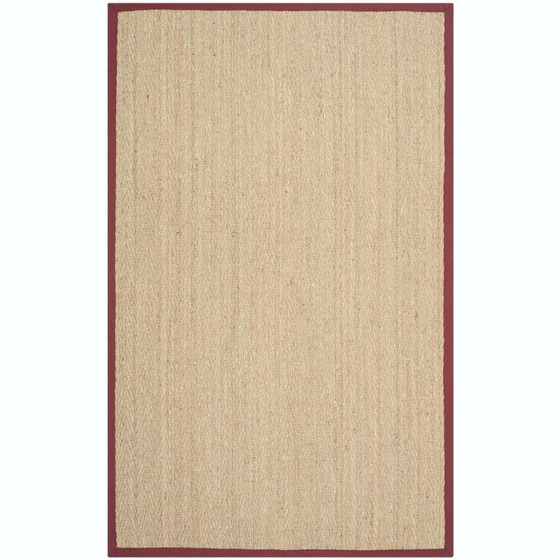 Herringbone Hand-Knotted Natural/Red Cotton Area Rug - 6' x 9'