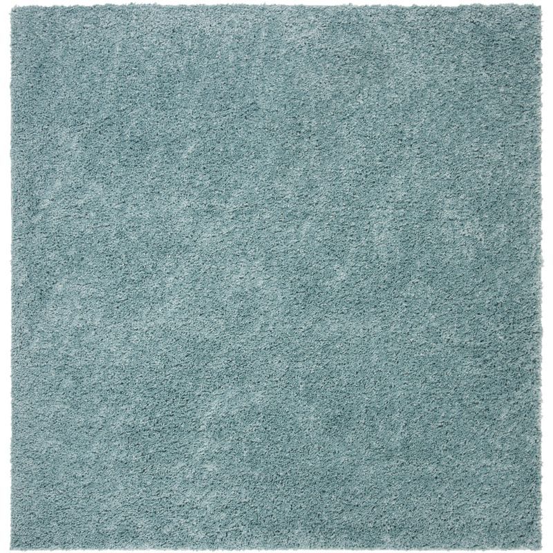 Aqua Square Synthetic Shag Area Rug