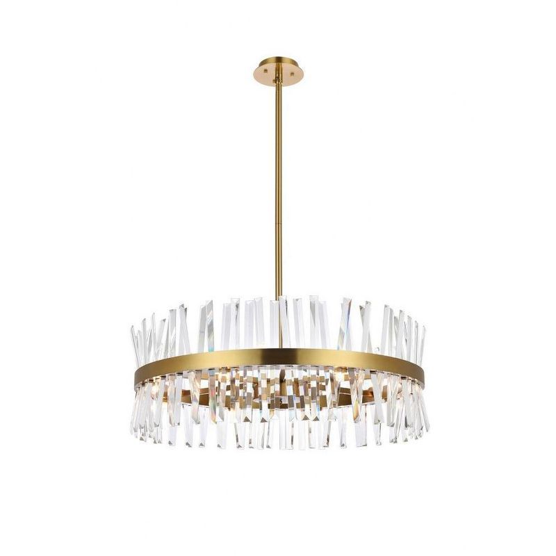 Serephina 32" Satin Gold Crystal Round Chandelier