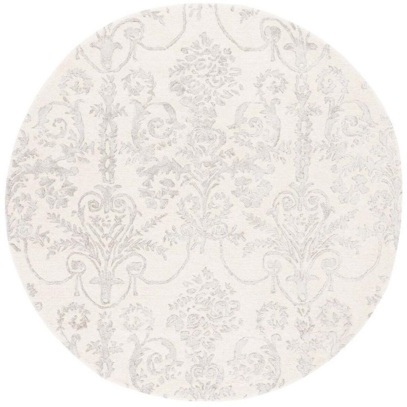 Hand-tufted Elegance Round Gray Wool & Viscose Rug - 59"