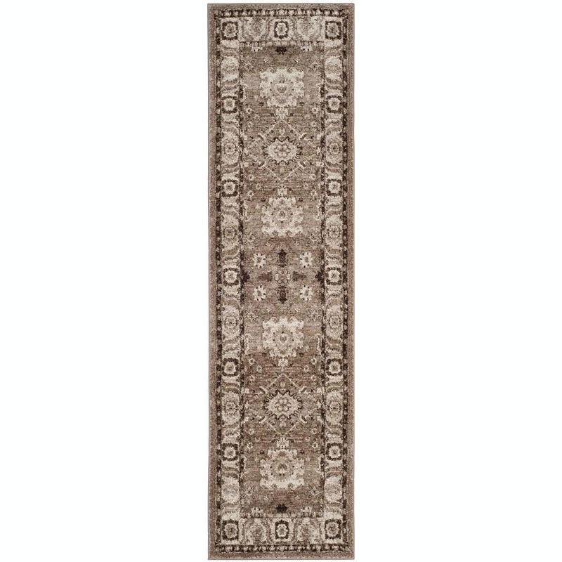 Taupe 2'3" x 10' Stain-Resistant Synthetic Runner Rug