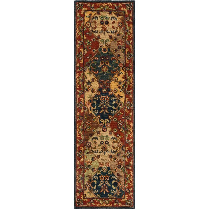 Heritage Multi/Burgundy Hand-Tufted Wool Runner Rug 2'3"x12'
