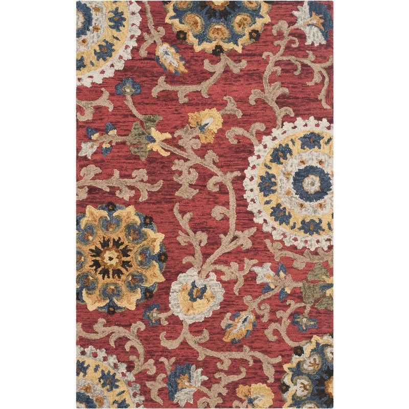 Hand-Tufted Blossom Red Floral Wool 6' x 9' Area Rug