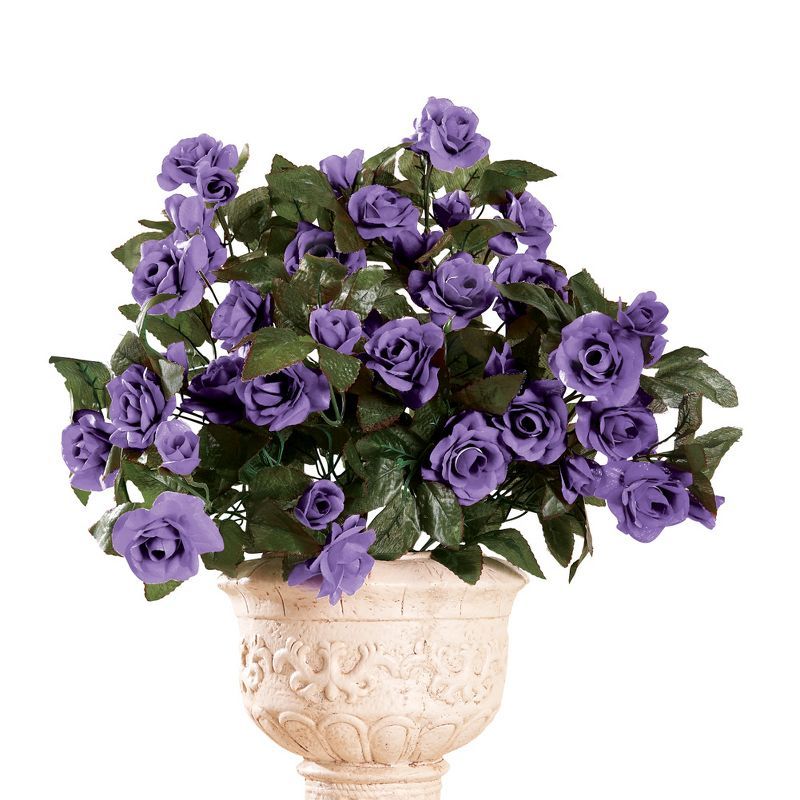 Lavender Plastic Rose Topiary Bushes for Outdoor Summer Decor