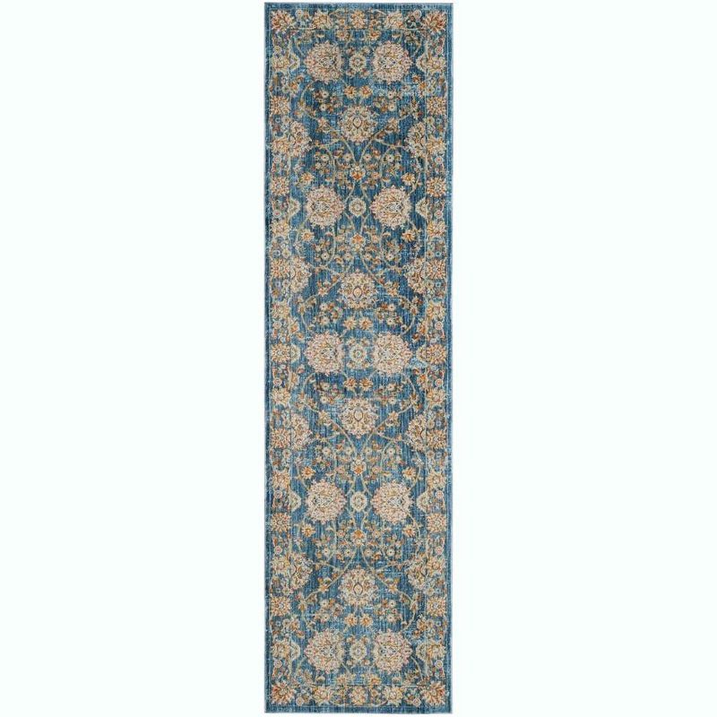 Vintage Turquoise and Multi Traditional Runner Rug