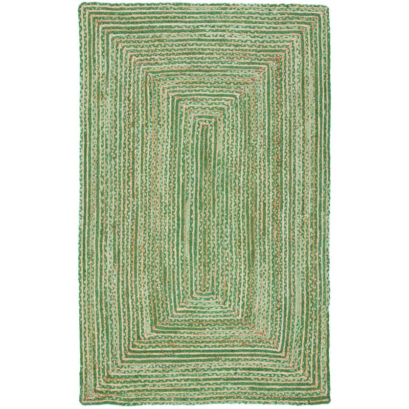 Green and Natural Hand-Knotted Jute Area Rug, 3' x 5'