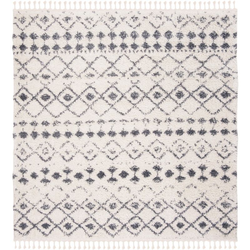 Moroccan Trellis Gray Square Synthetic Shag Rug - 59" Easy Care