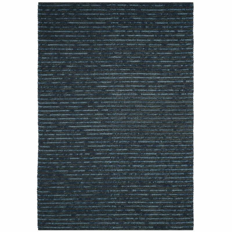 Bohemian Dark Blue Hand-Knotted Wool Blend Area Rug, 5' x 8'