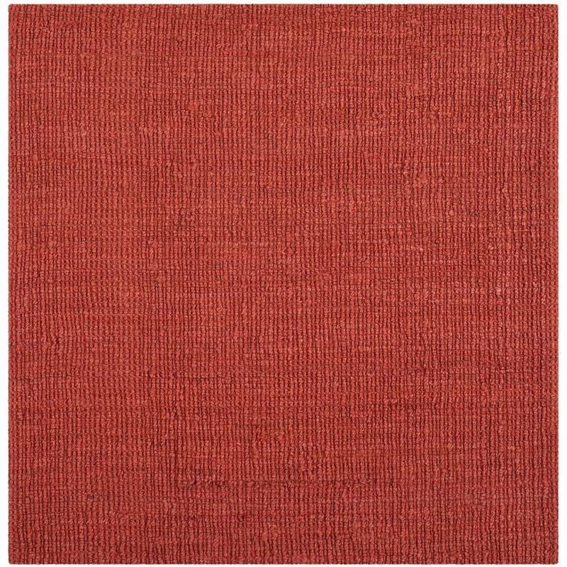 Rust Hand-Knotted Wool Square Area Rug, 6' x 6'