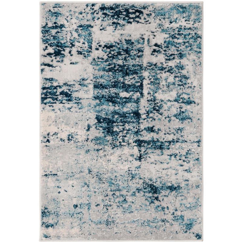 Reversible Handmade Light Blue Synthetic Indoor Rug