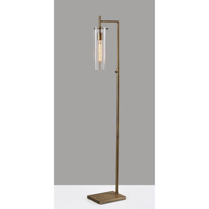 Edison Antique Brass 25" Floor Lamp with Glass Shade