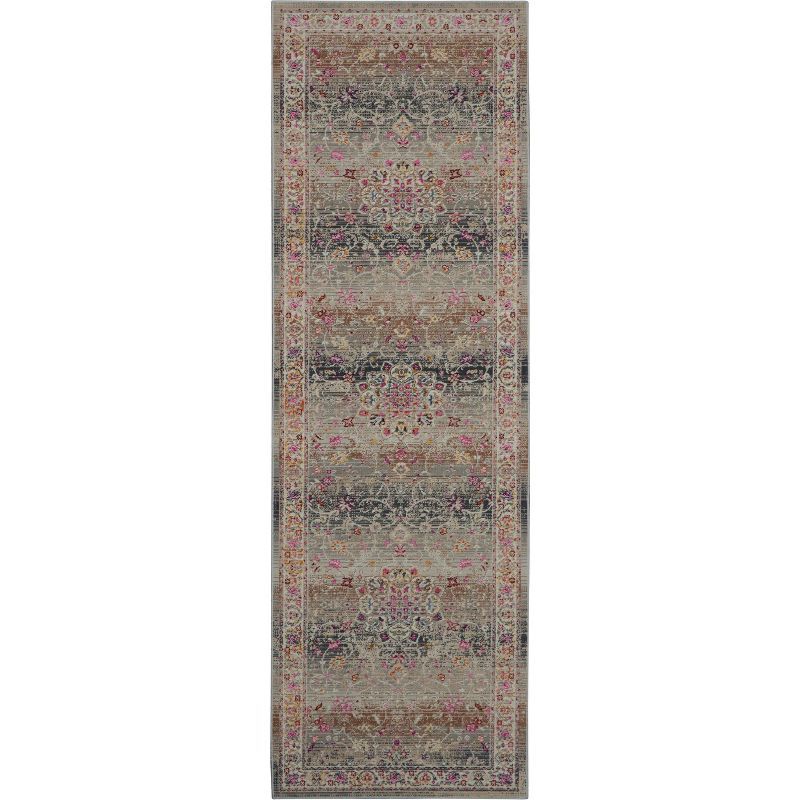 Gray Hand-Knotted Wool and Synthetic Runner Rug