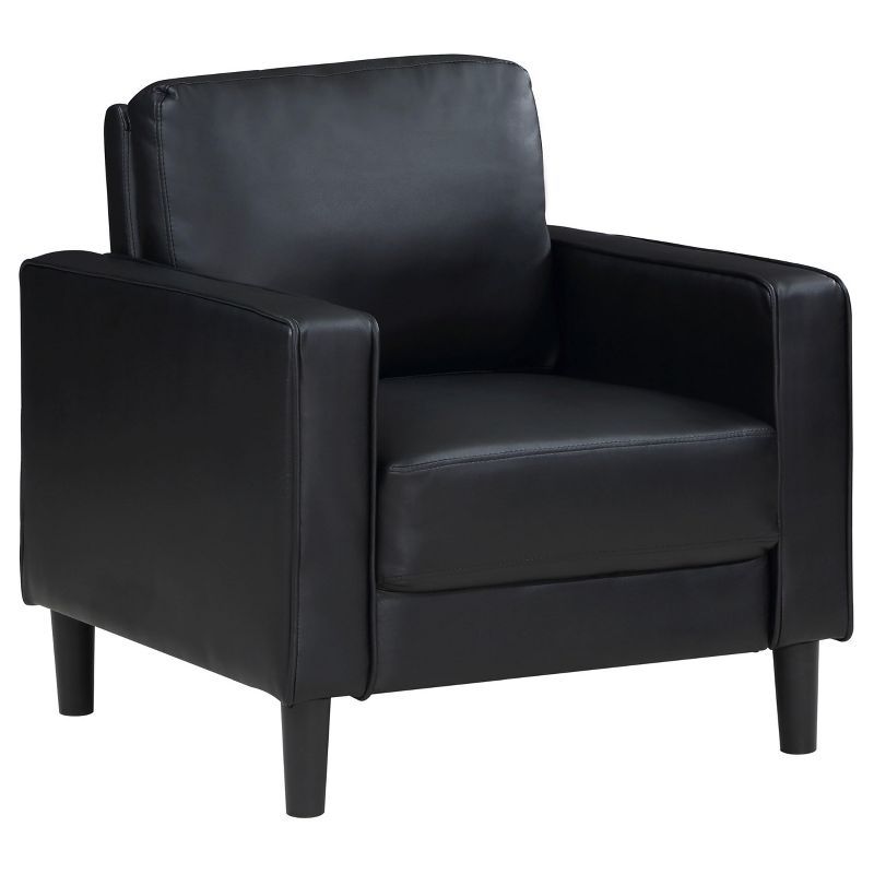 Ruth Black Faux Leather Transitional Accent Chair