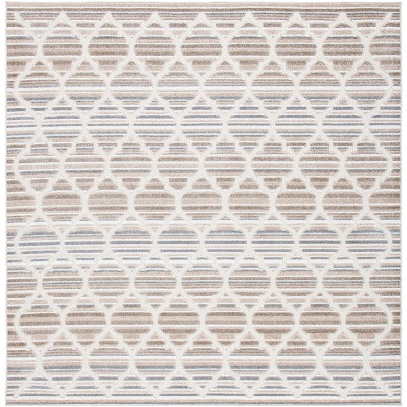 Cabana Geometric Grey/Ivory Square Easy-Care Area Rug