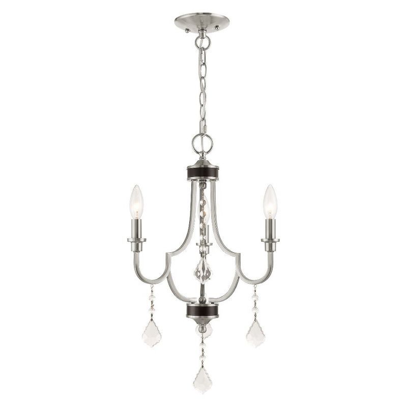 Elegant Brushed Nickel 3-Light Mini Chandelier with Clear Crystals