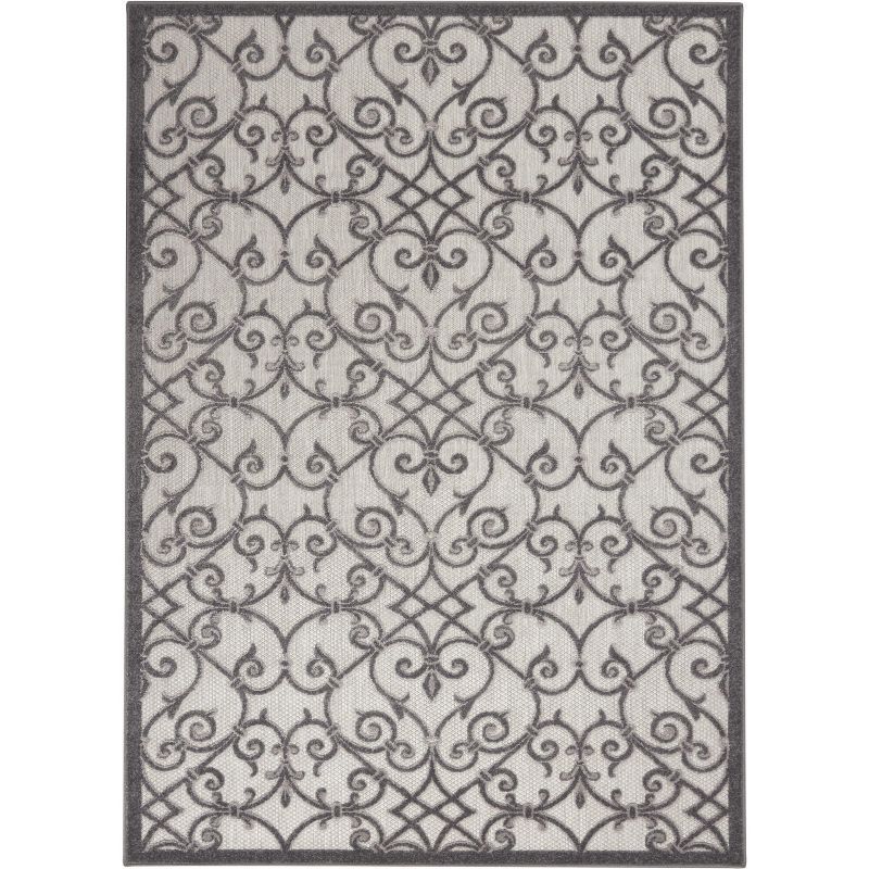 Grey and Charcoal Synthetic Flat Woven Reversible Area Rug