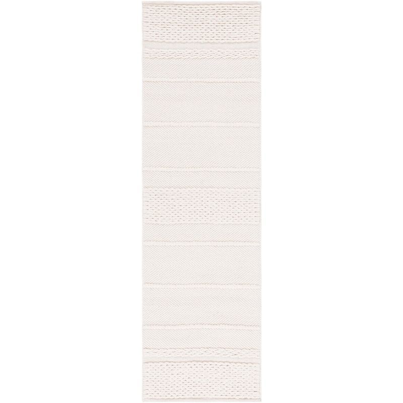 Ivory Hand Woven Wool Runner Rug, 2'3" x 8'
