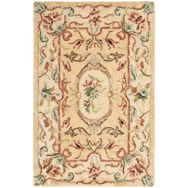 Bergama Light Gold Beige Hand-Tufted Wool Area Rug