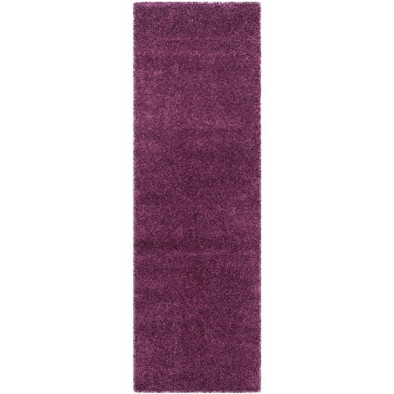 Handmade Purple Tufted Shag Runner Rug - 27" x 6"