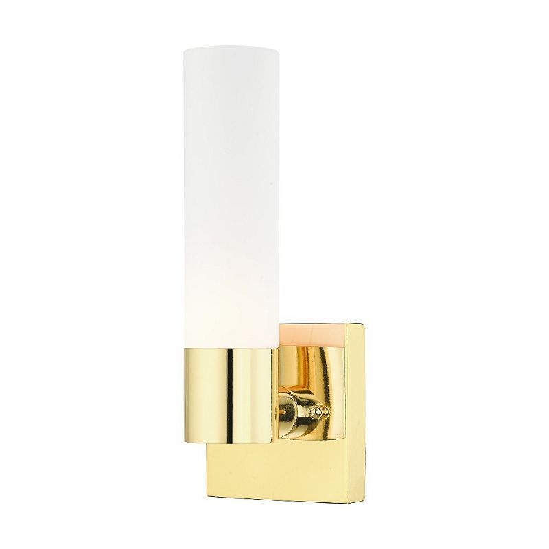 Polished Brass and Opal Glass Wall Sconce