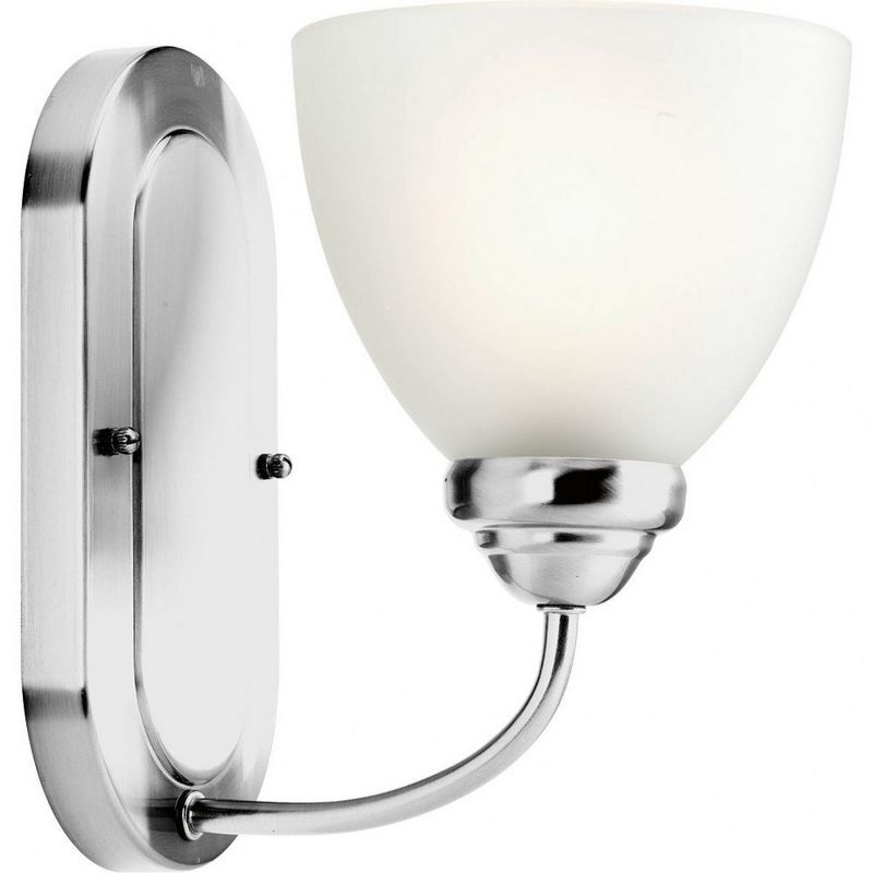 Heart Collection Polished Chrome 1-Light Bath Vanity with Etched Glass Shade