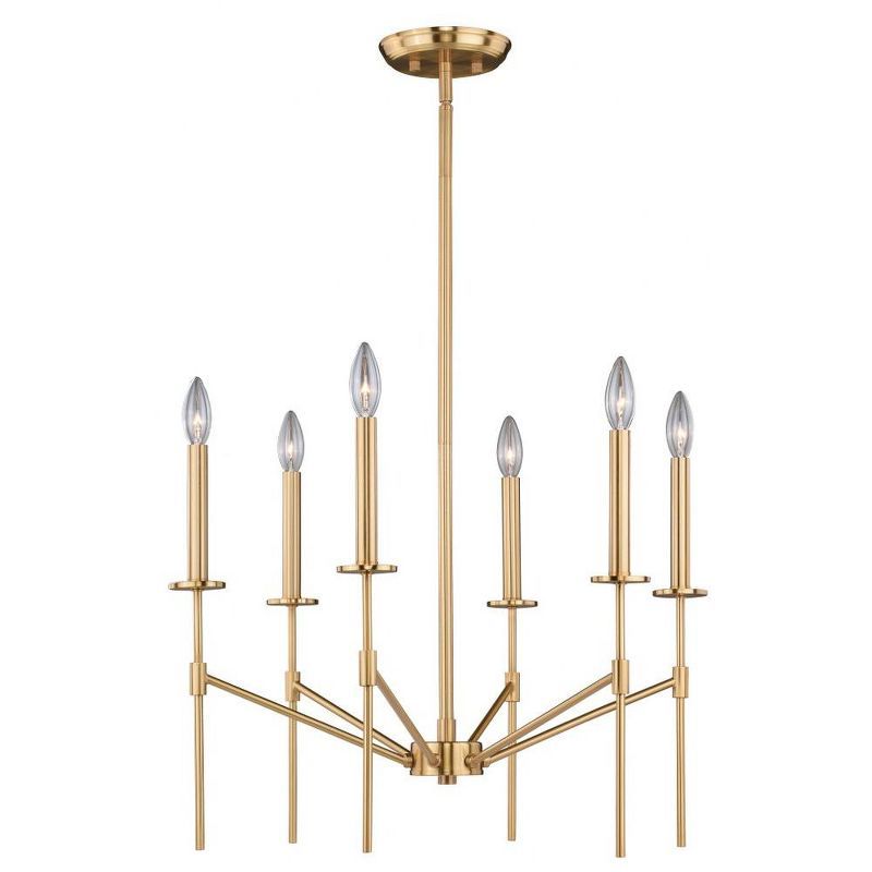 Mid-Century Modern Kedzie 24" Natural Brass 6-Light Chandelier