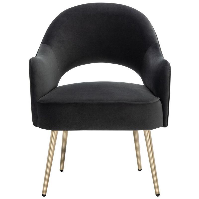 Dublyn Black Velvet Accent Chair with Gold Legs