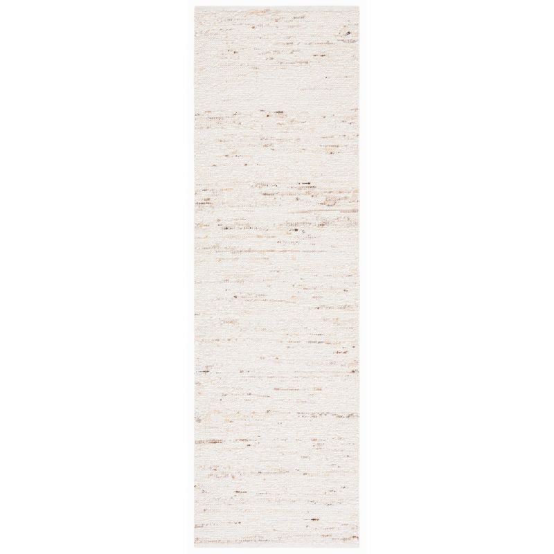 Ivory and Light Grey Hand-Tufted Wool and Cotton Runner Rug