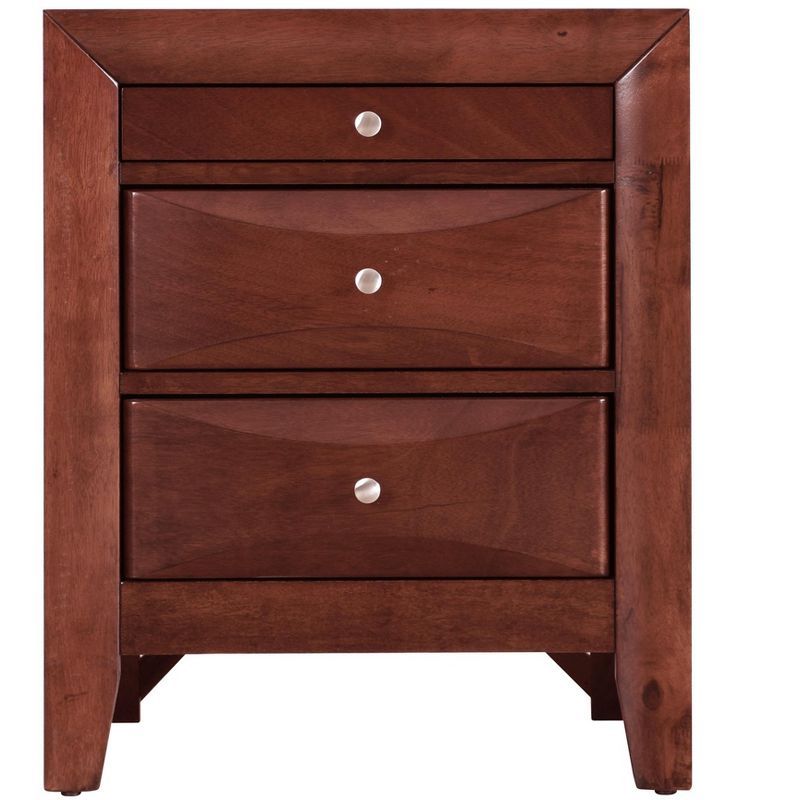 Marilla Cherry Wood 3-Drawer Nightstand, 28" Height