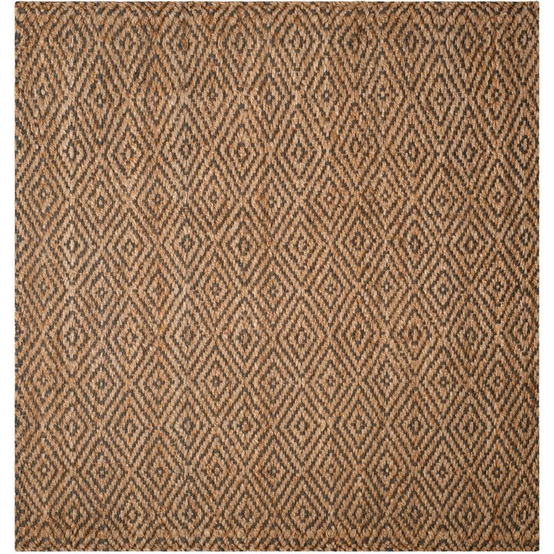 Handmade Beige Geometric Jute Square Area Rug