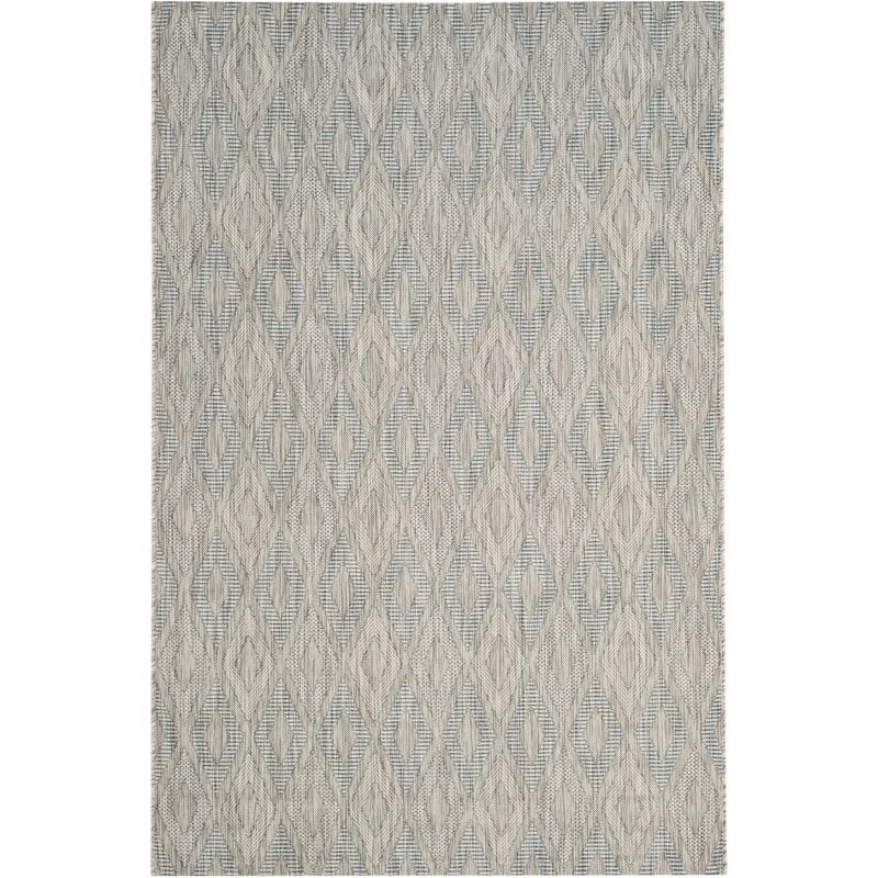 Gray Geometric Low Pile Indoor/Outdoor Area Rug