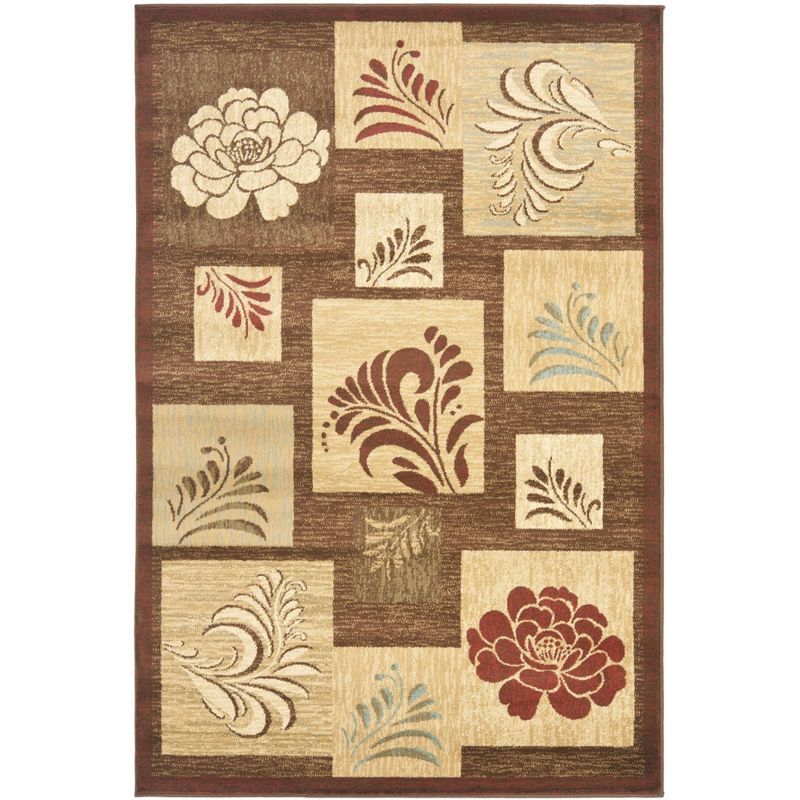 Handmade Brown and Multicolor Floral 4' x 6' Area Rug
