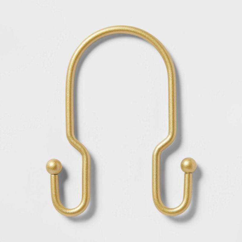 Brass Double Shower Curtain Hooks Set of 12