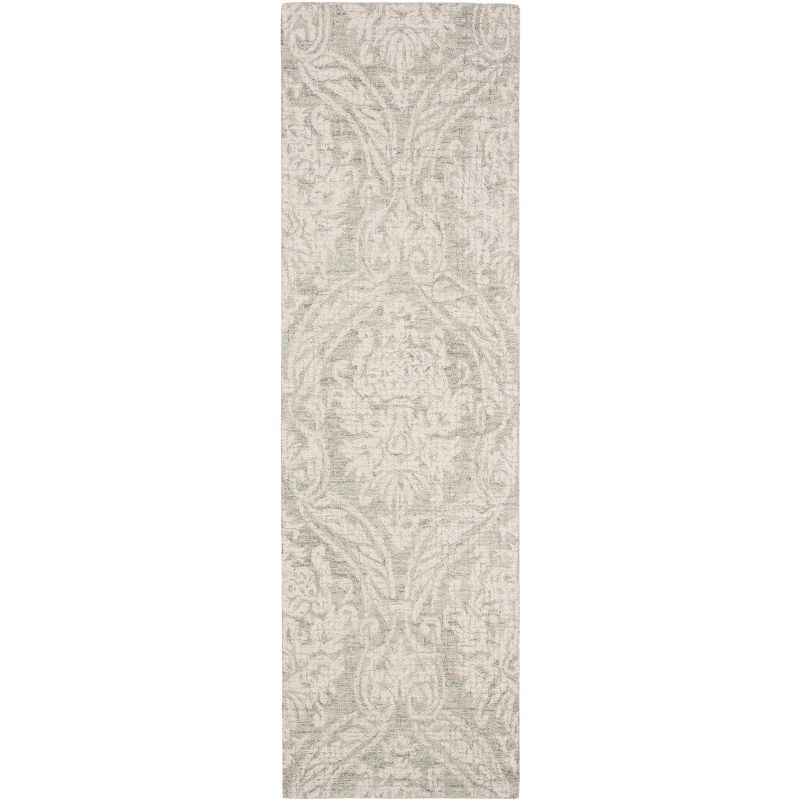 Gray Abstract Handmade Wool Tufted Runner Rug