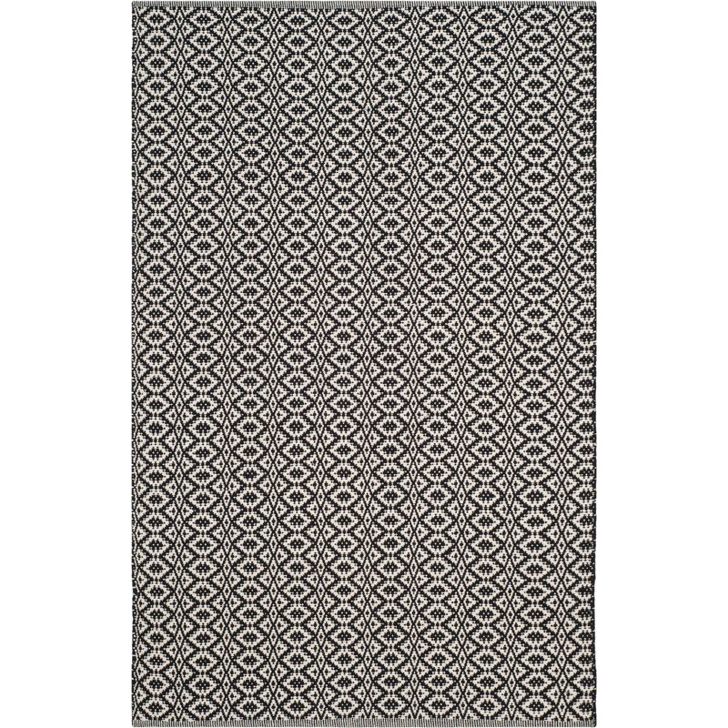 Coastal Charm Black Cotton Flat Woven Handmade Rug - 3'x5'